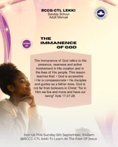 SUNDAY SCHOOL LESSON 1, 06|09|2026 - THE IMMANENCE OF GOD